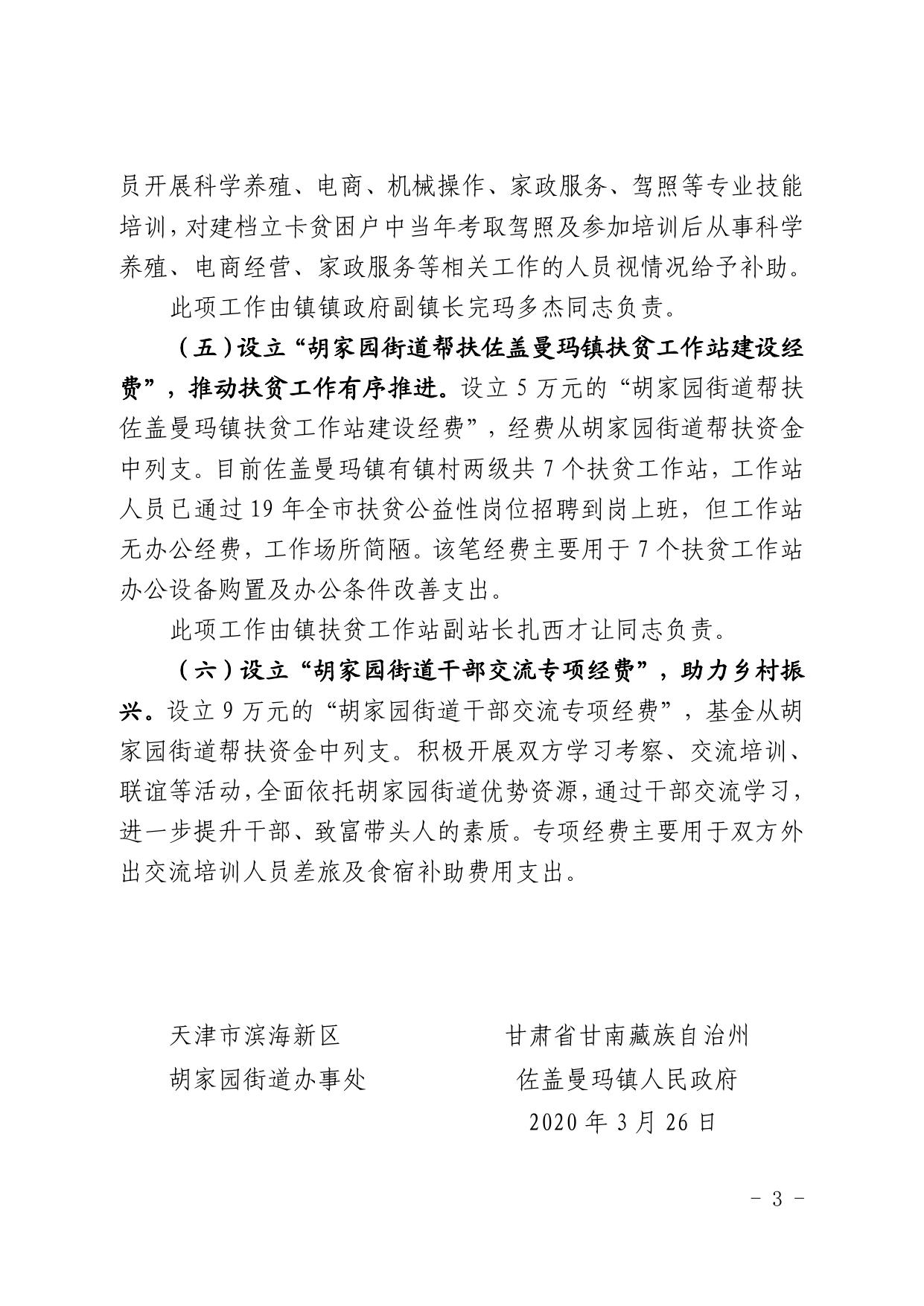 2020年度天津市滨海新区胡家园办事处对佐盖曼玛镇对口帮扶工作计划.pdf