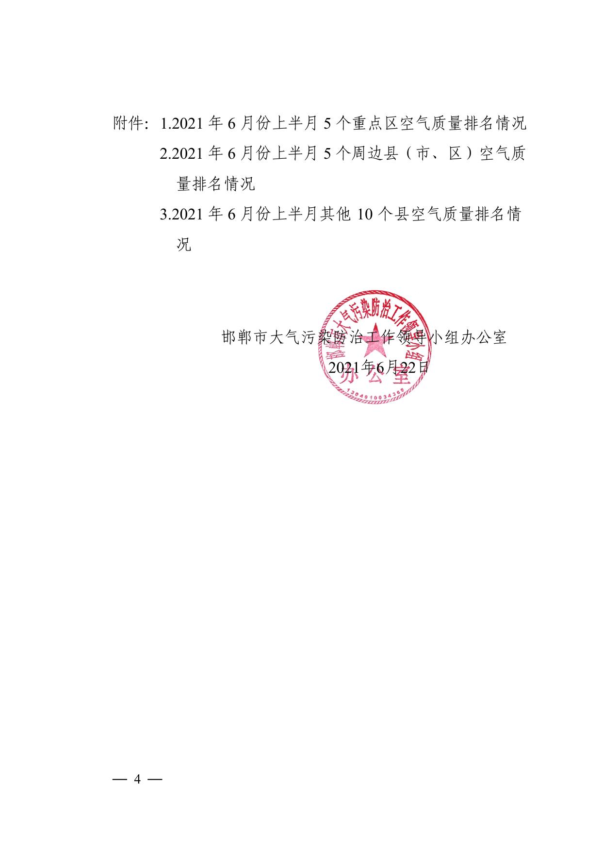 关于我市2021年6月份上半月各县（市、区）空气质量排名情况的通报.pdf