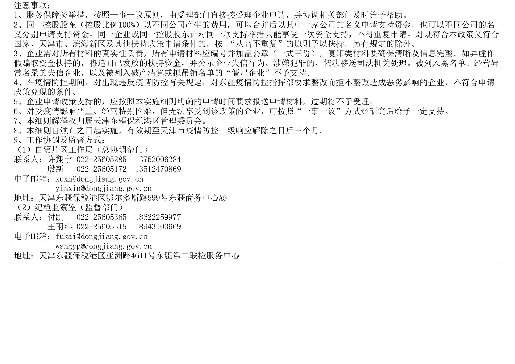 天津东疆保税港区惠企21条政策措施的实施细则一览表.xls