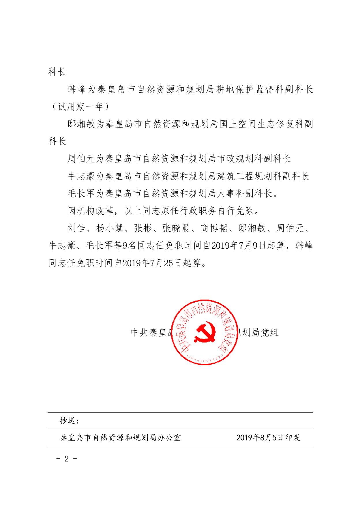 中共秦皇岛市自然资源和规划局党组关于刘佳等同志任免职的通知.doc