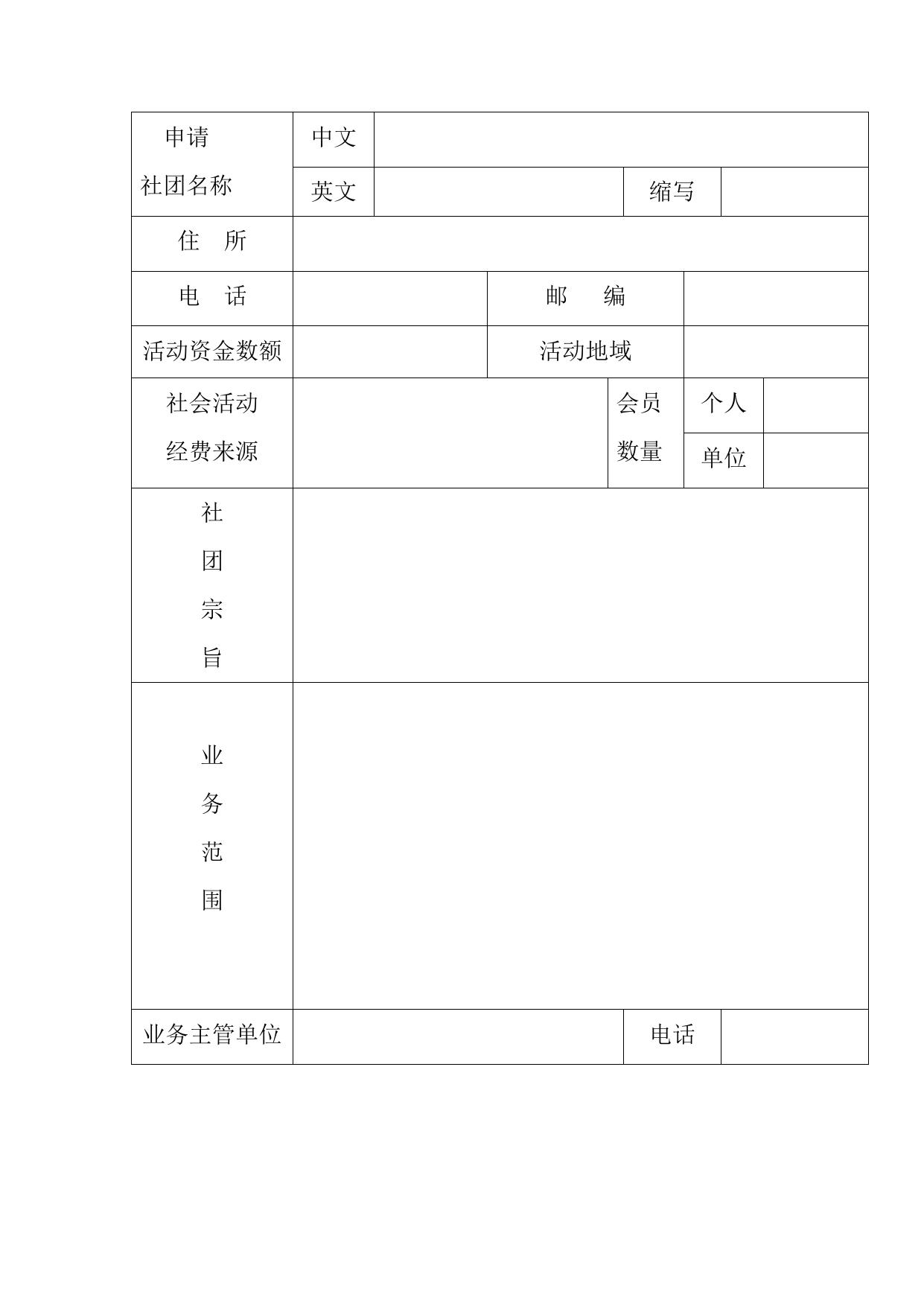 成立社会团体申请表.doc