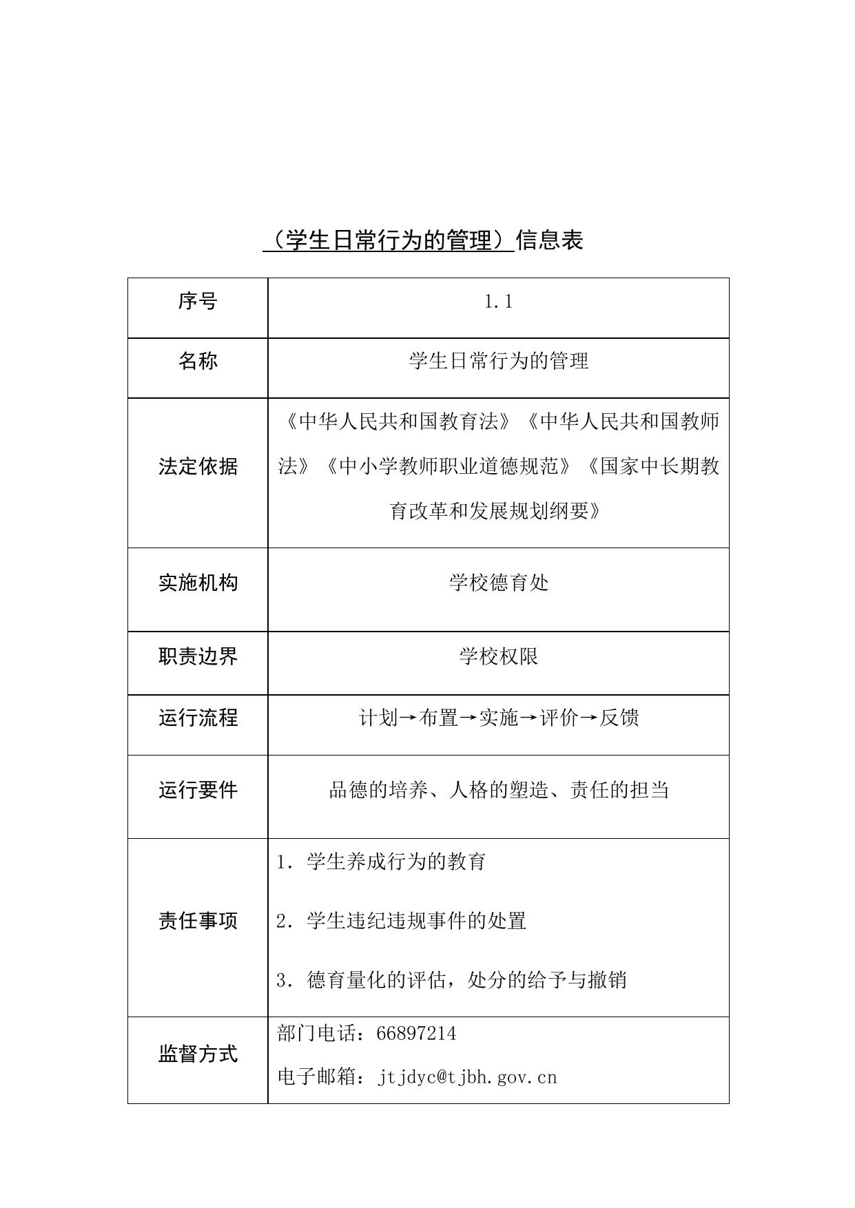 天津市滨海新区大港第一中学职责事项信息.docx