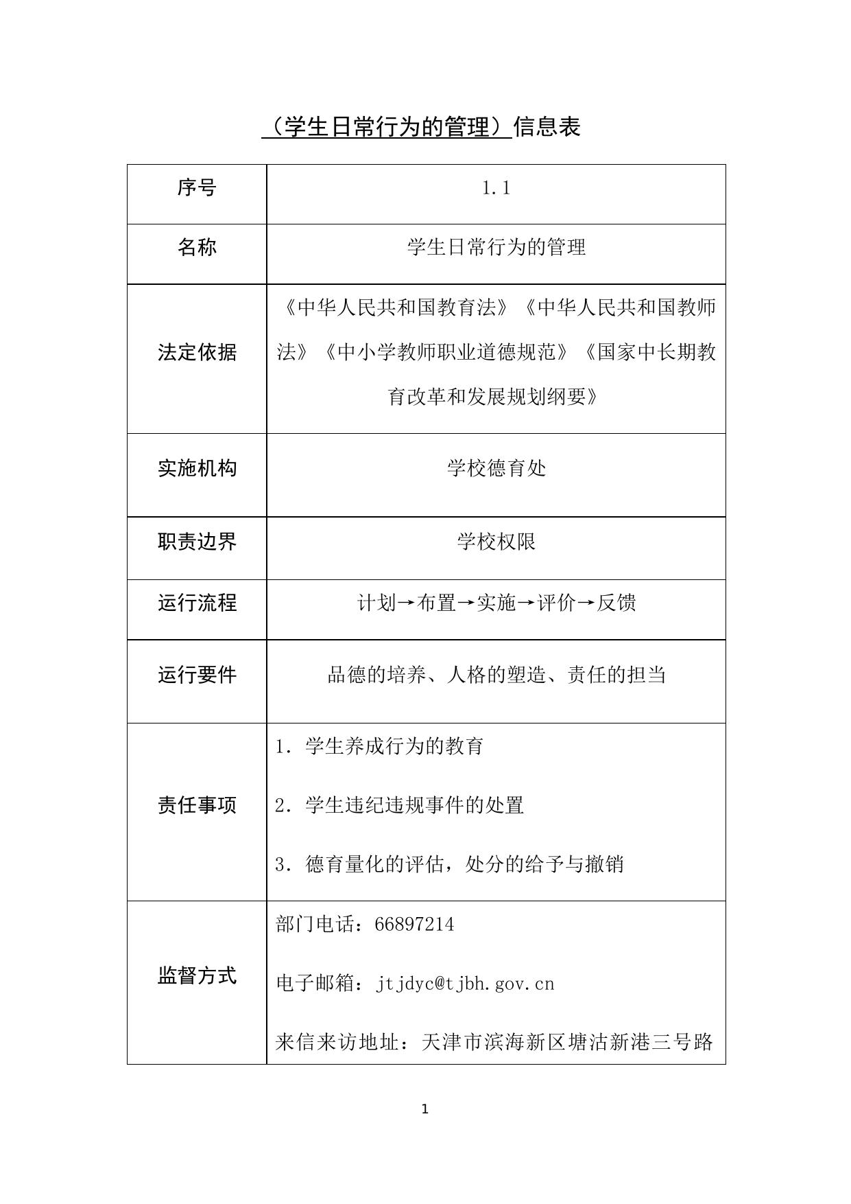 天津市滨海新区塘沽紫云中学职责事项信息.docx