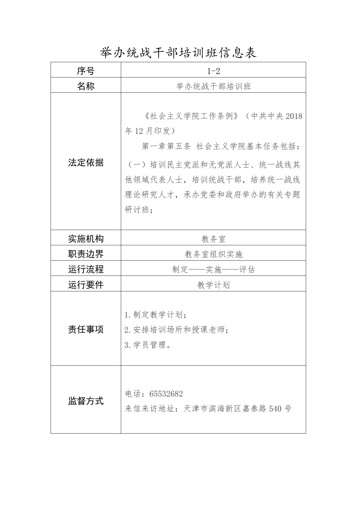 天津市滨海新区社会主义学院职责事项信息.doc