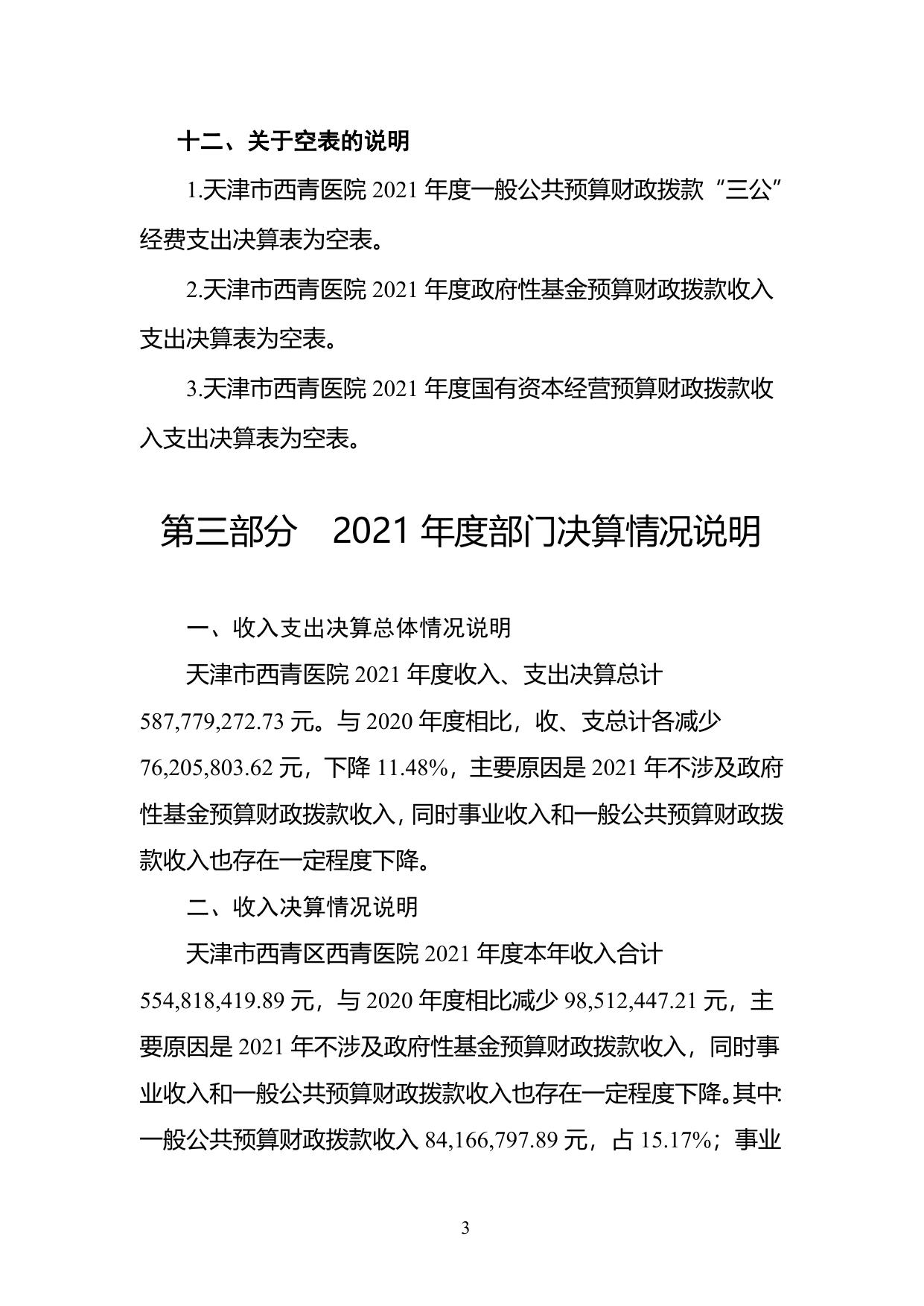 附件1：天津市西青医院2021年度部门决算公开.doc