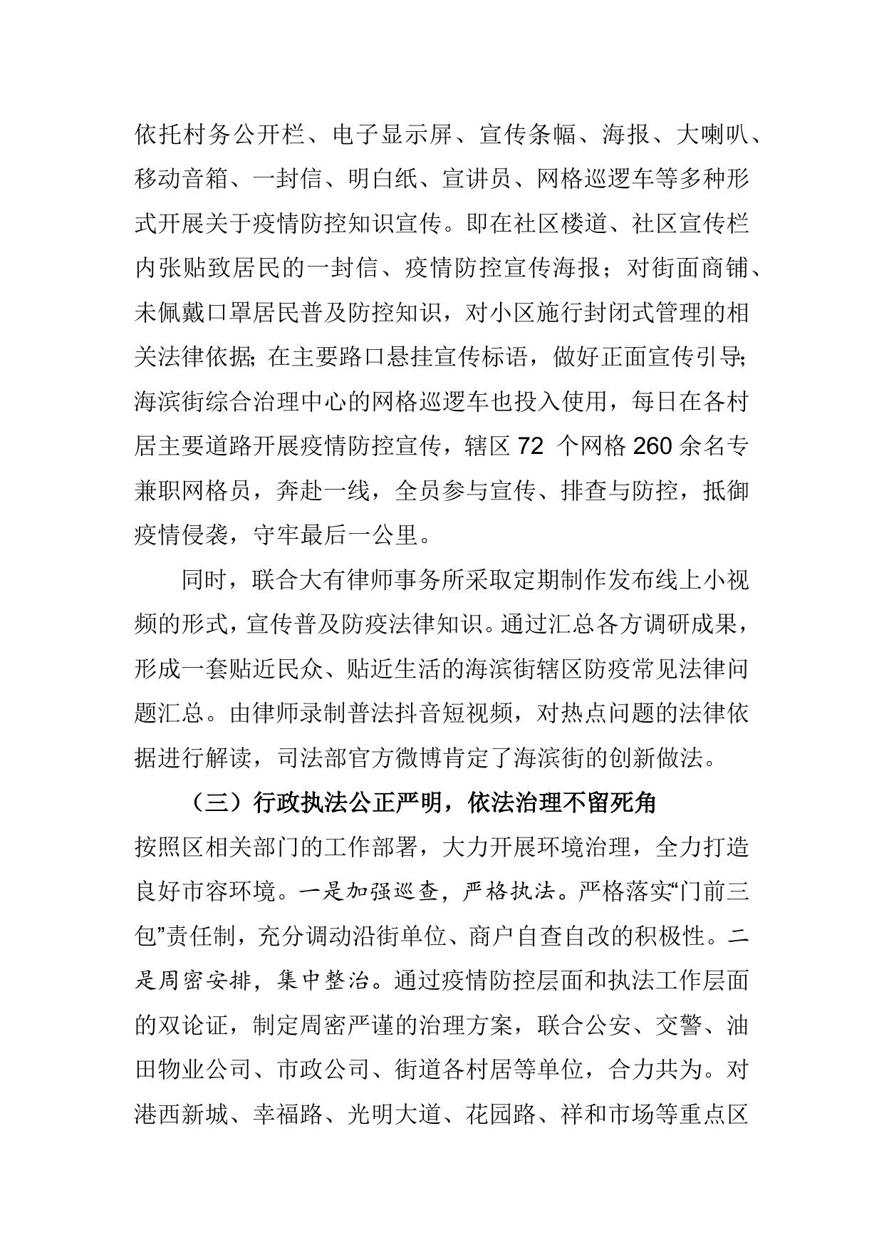 海滨街2020年法治政府建设情况.docx