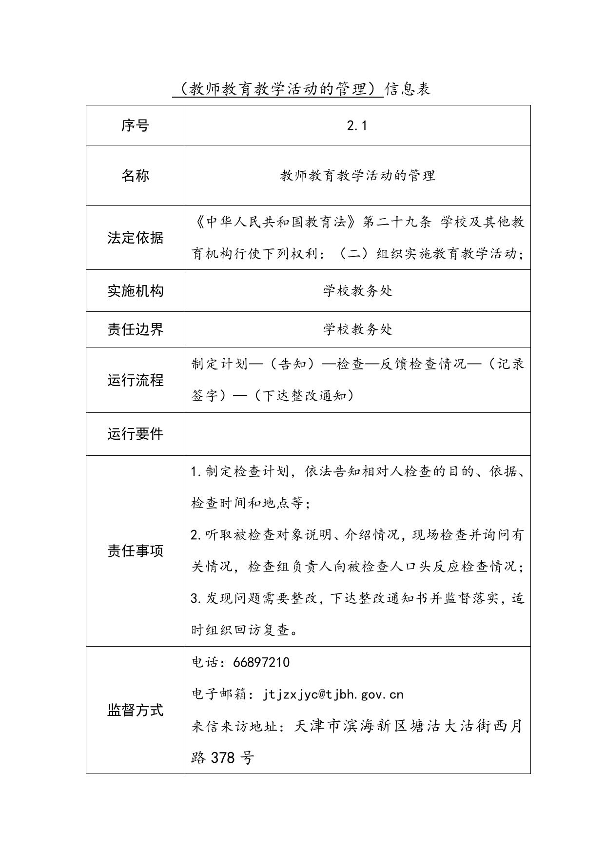 天津师范大学滨海附属学校职责事项信息.doc