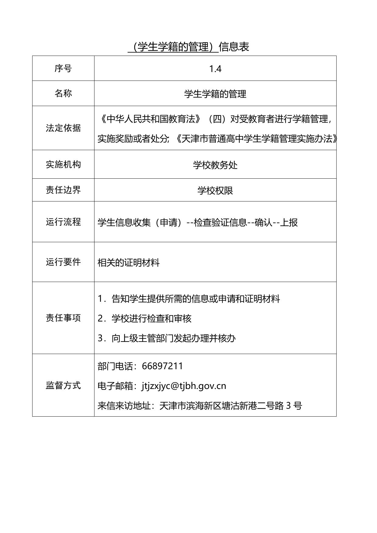 天津市滨海新区塘沽第七中学职责事项信息.docx
