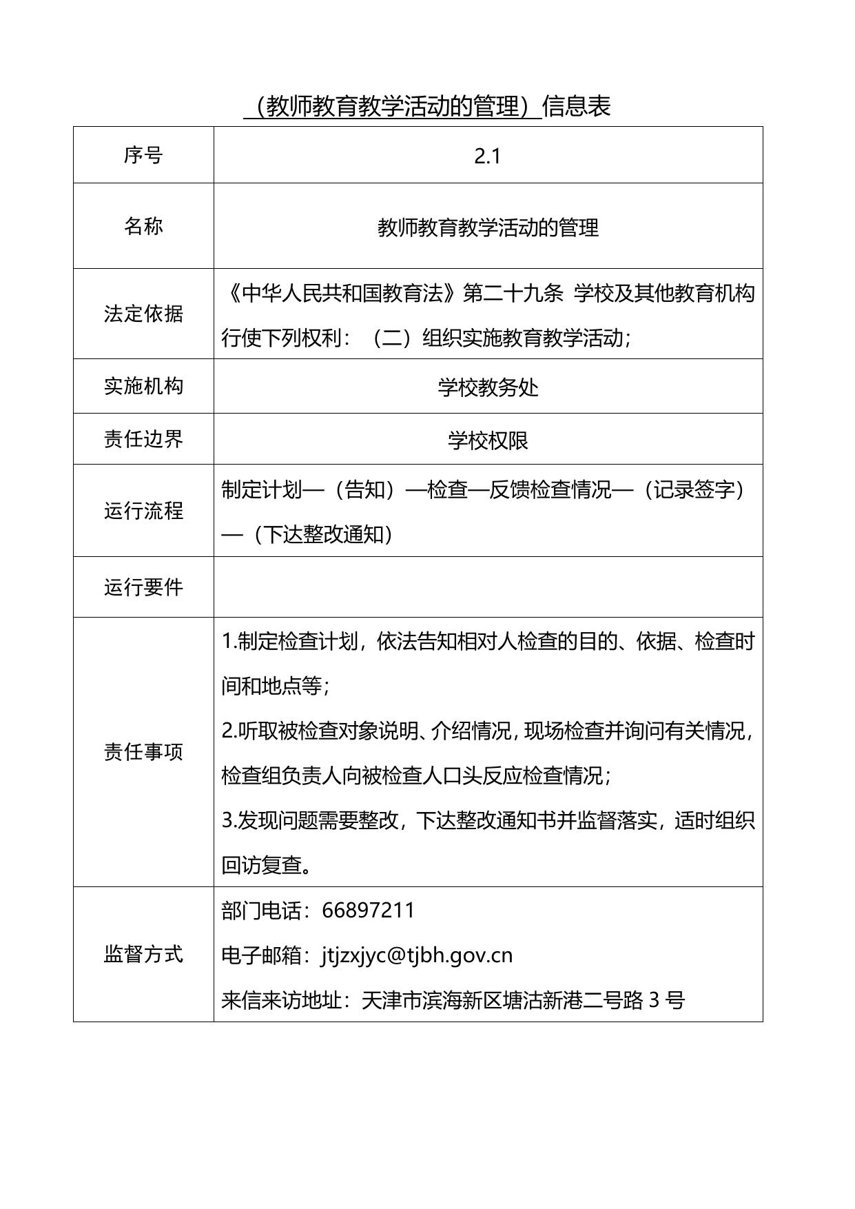 天津市滨海新区塘沽第七中学职责事项信息.docx
