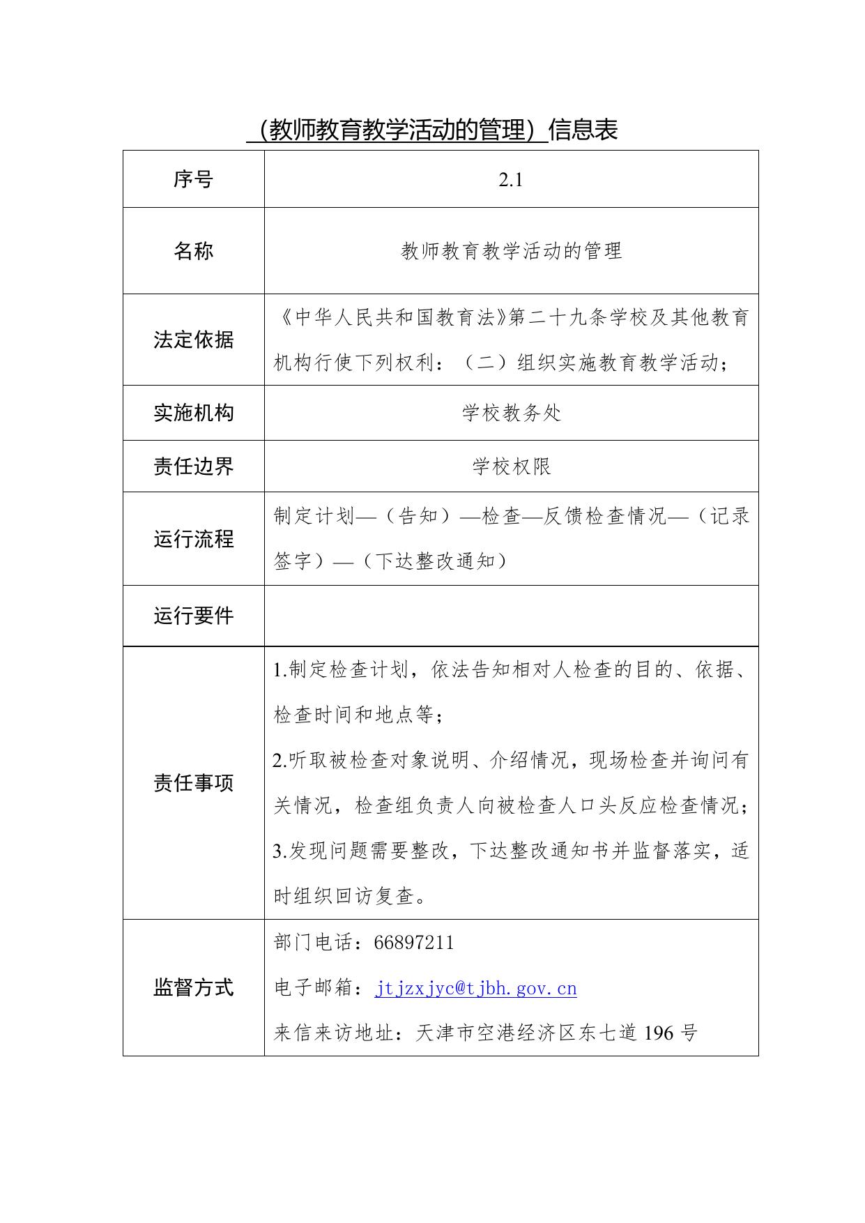 天津市第一中学滨海学校职责事项信息.docx