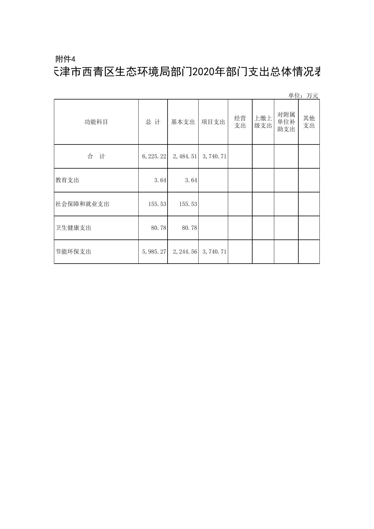 天津市西青区生态环境局部门2020年部门预算公开报表.xls