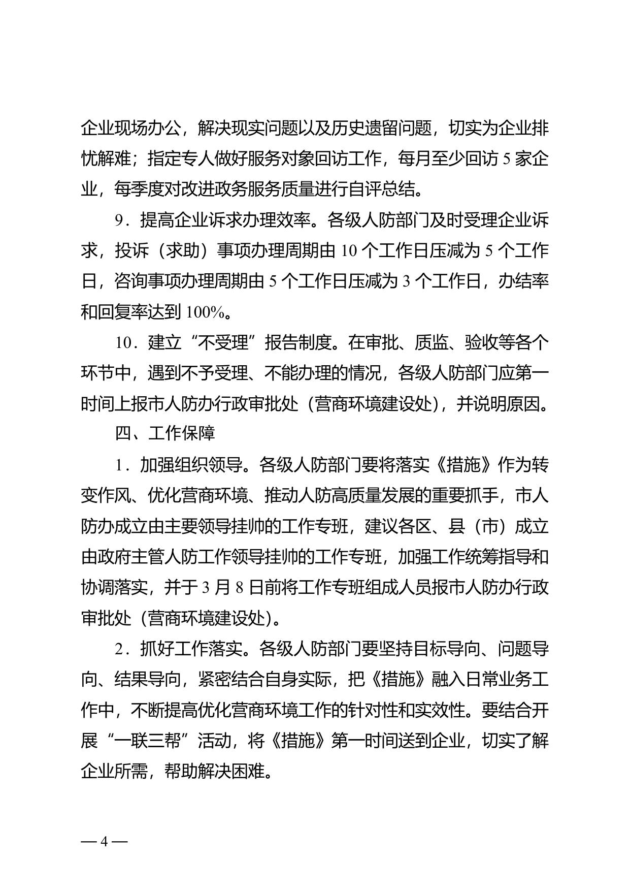 市人防办关于印发优化营商环境10条措施的通知.doc