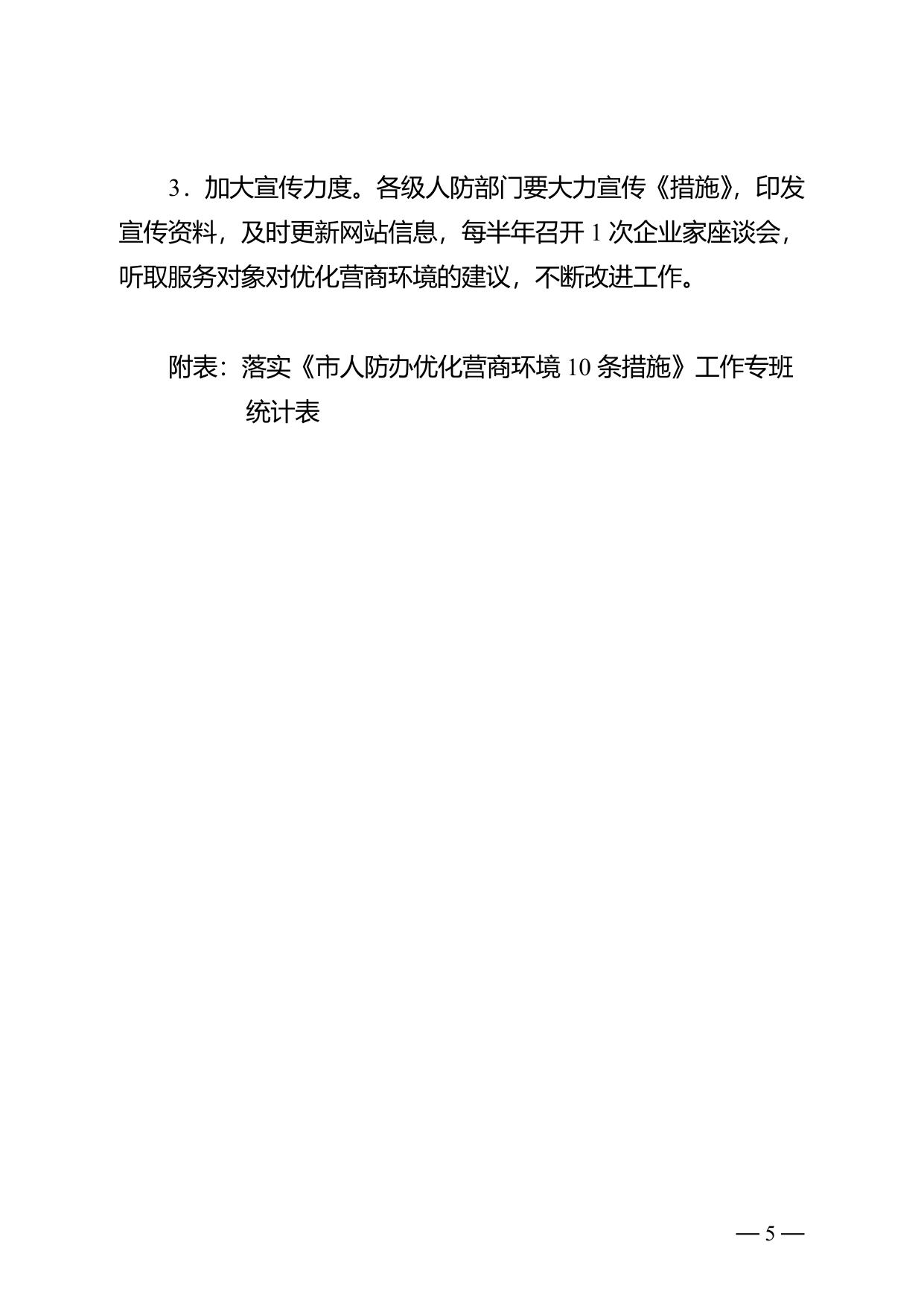 市人防办关于印发优化营商环境10条措施的通知.doc