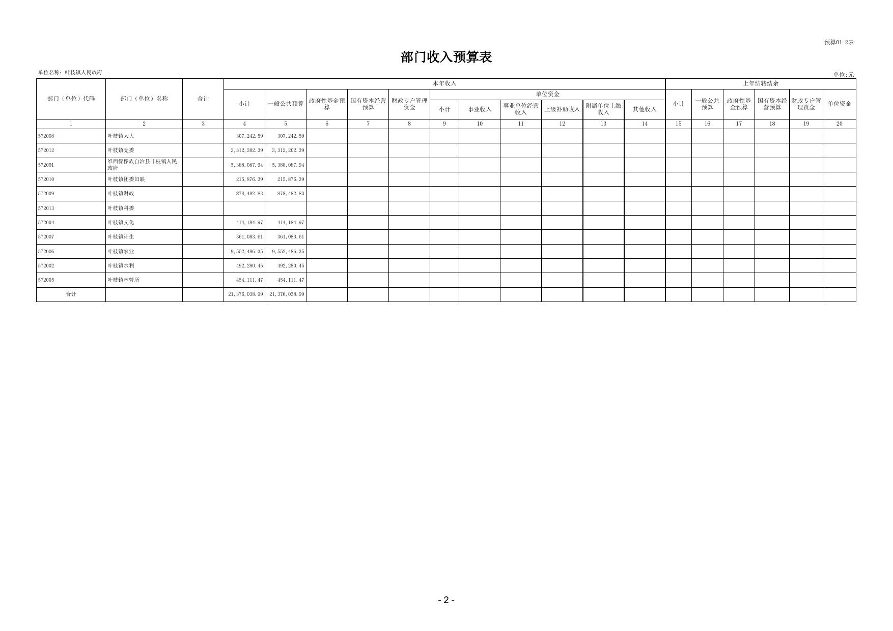 叶枝镇人民政府2023年度部门预算公开样表20230209103326708.xls