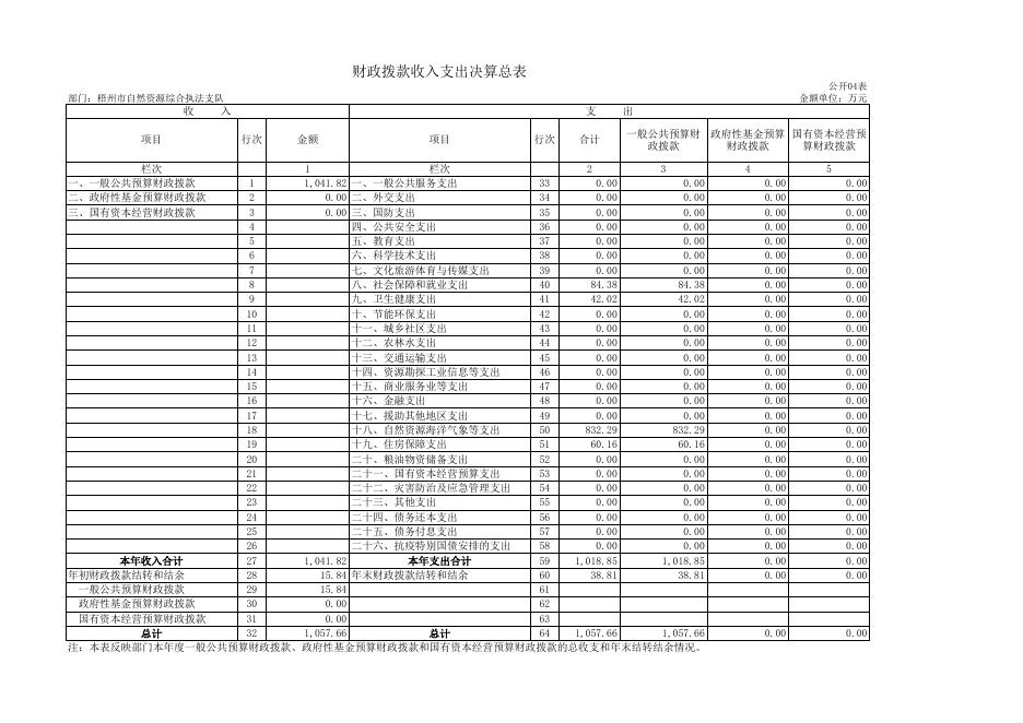 梧州市自然资源综合执法支队2020年度单位决算报表.xls