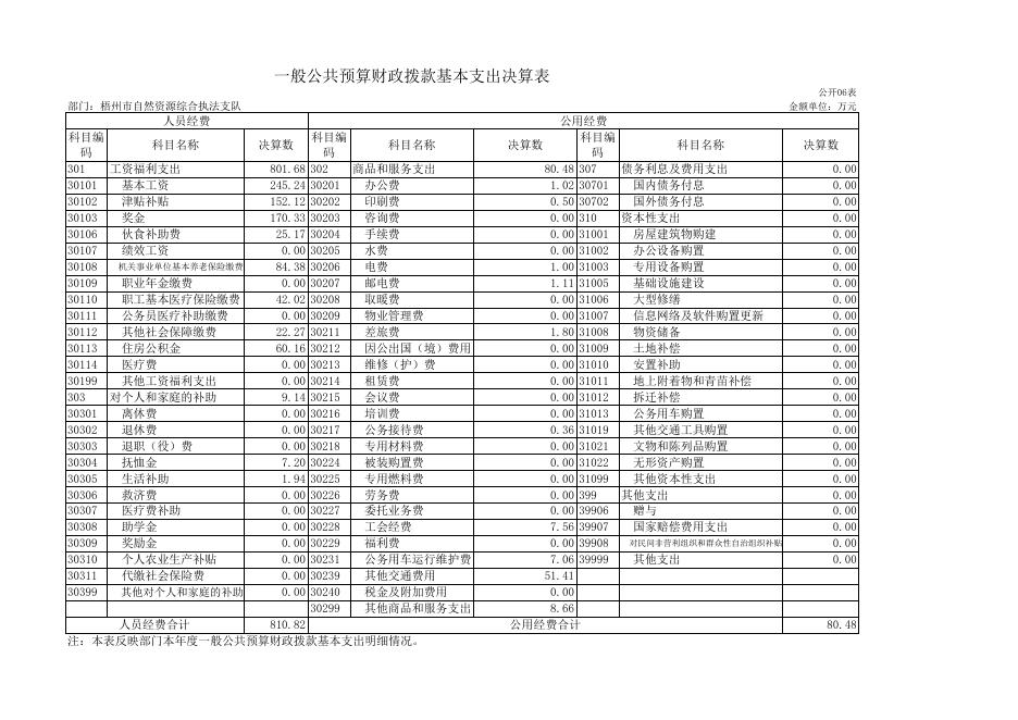 梧州市自然资源综合执法支队2020年度单位决算报表.xls