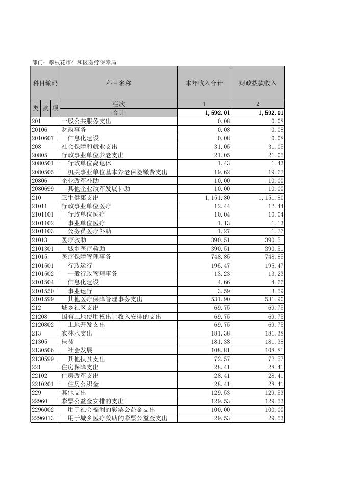 攀枝花市仁和区医疗保障局2020年部门决算附表.xls