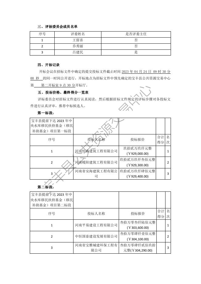 谈判报告(宝丰县提前下达2023年中央水库移民扶持基金（移民补助基金）项目第一标段标段)-PDF.pdf