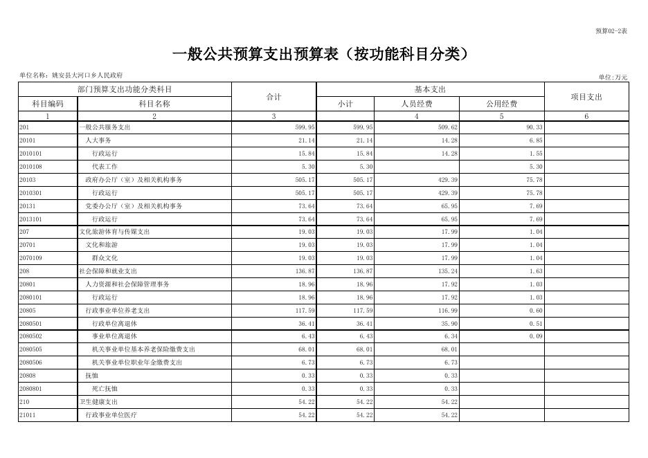 姚安县大河口乡2023年部门预算表.xlsx