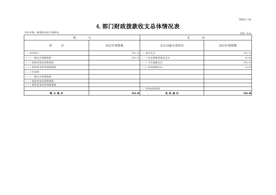 麻栗坡县医疗保障局2022年预算公开表.xlsx