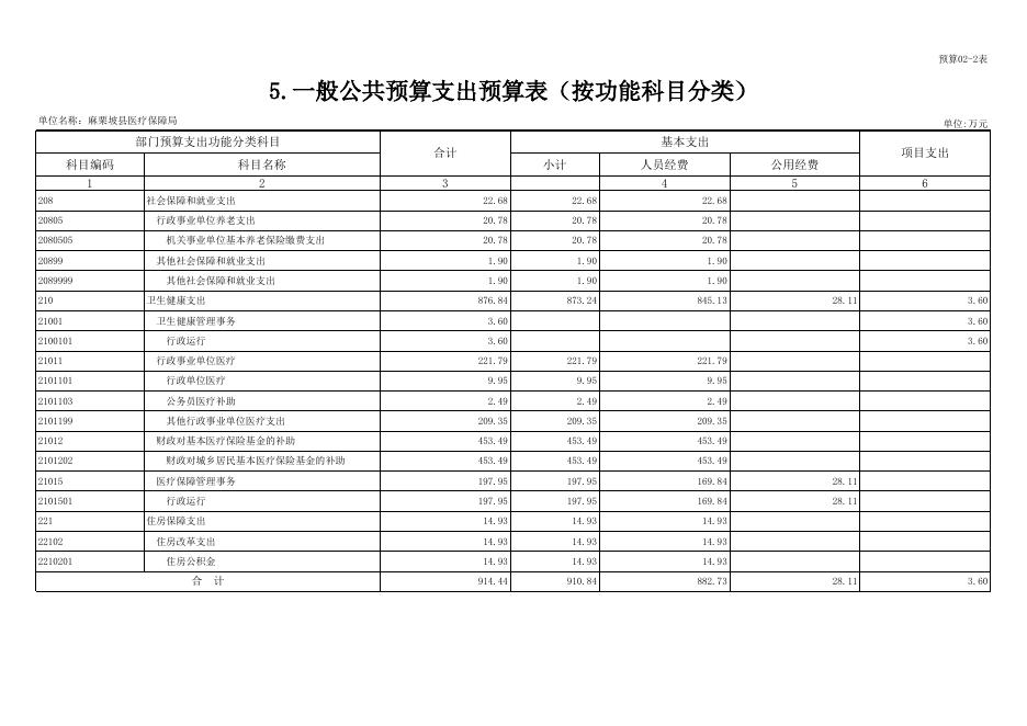 麻栗坡县医疗保障局2022年预算公开表.xlsx