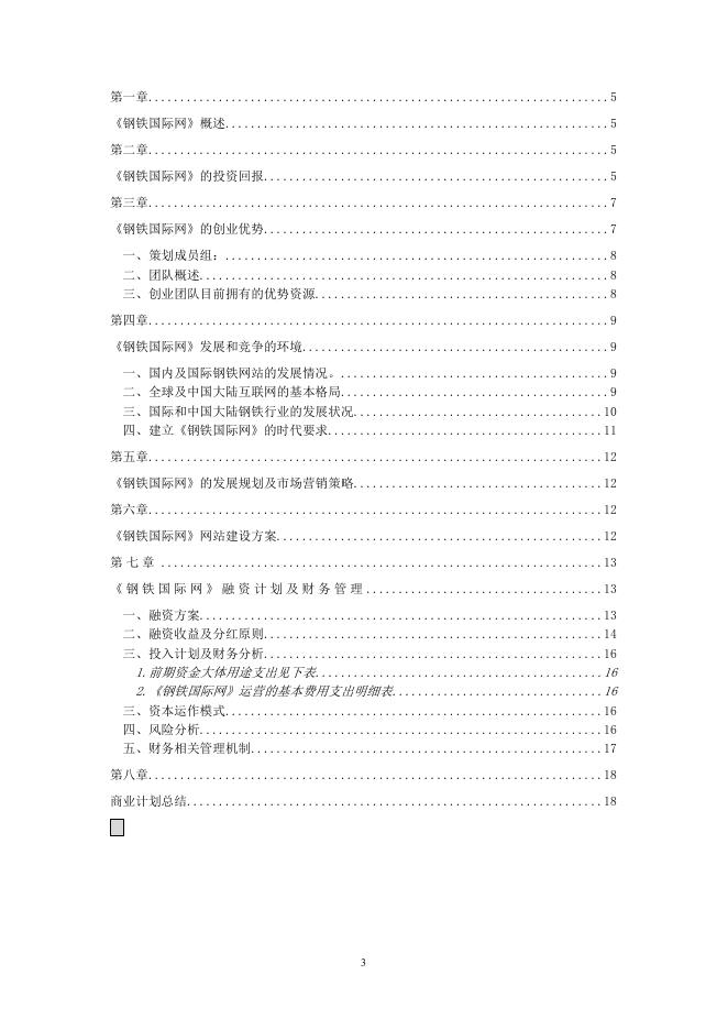 钢铁国际网商业计划书.doc