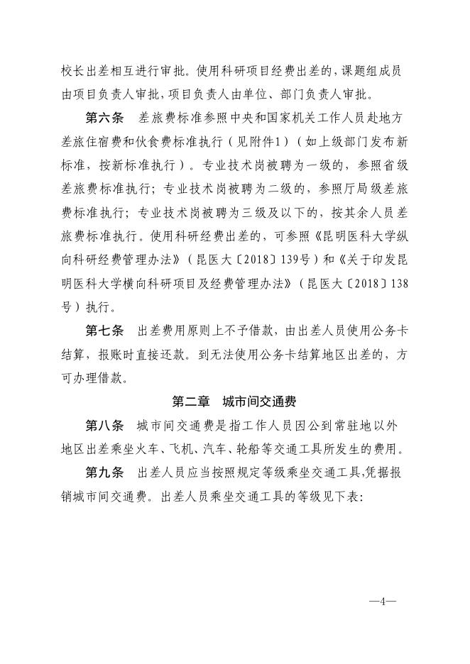 昆医大〔2020〕119号 关于印发昆明医科大学差旅费管理办法（2020年修订）的通知.pdf