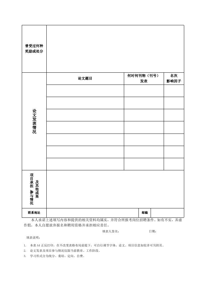 附件：山西省肿瘤医院中国医学科学院肿瘤医山西省肿瘤医院博士应聘报名表.doc