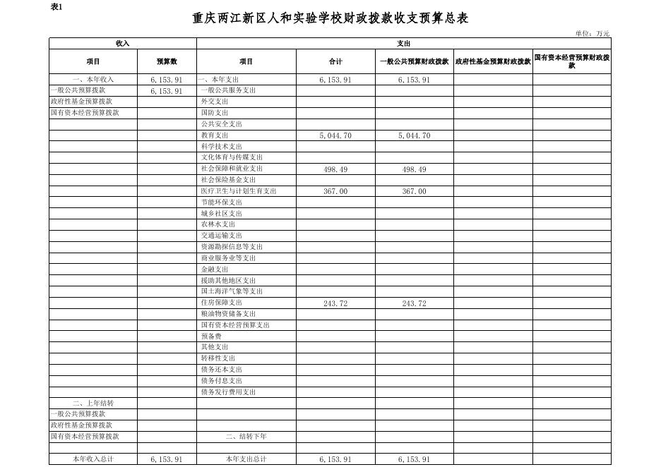 重庆两江新区人和实验学校2020年预算情况公开表.xlsx