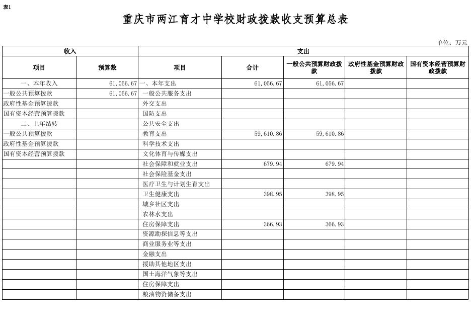 重庆市两江育才中学校2020年预算情况公开表.xlsx