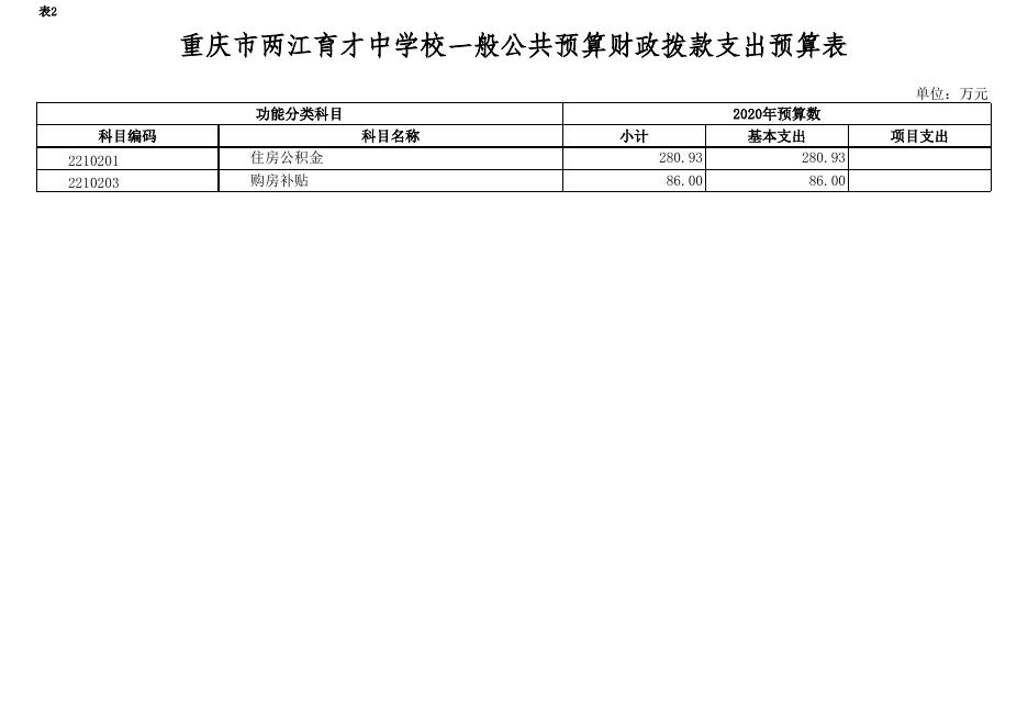 重庆市两江育才中学校2020年预算情况公开表.xlsx