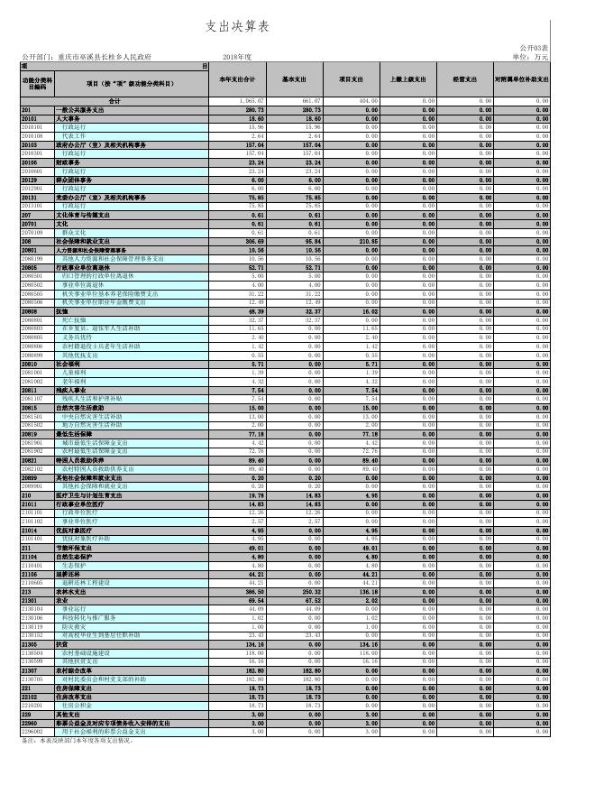 重庆市巫溪县长桂乡人民政府部门决算公开报表.xls
