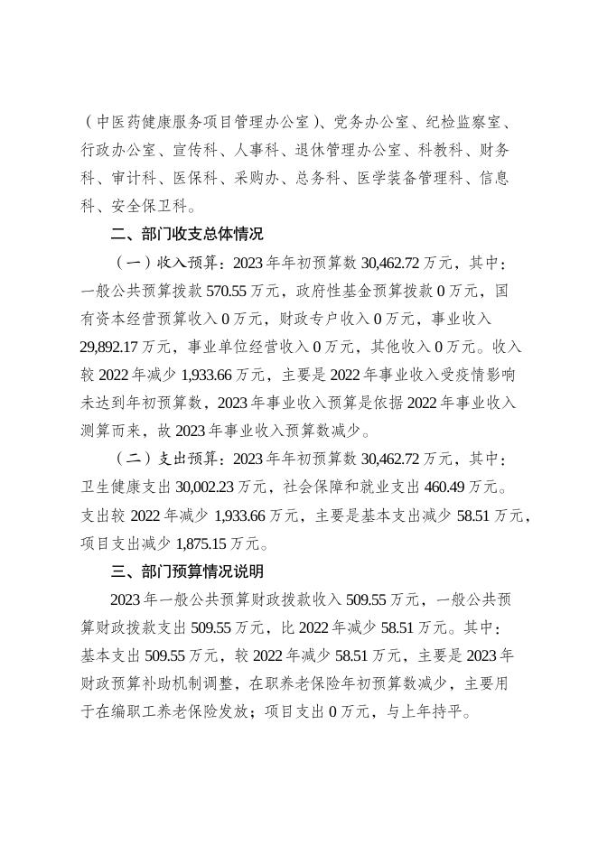 重庆市巴南区中医院2023年部门预算情况说明及附表.pdf