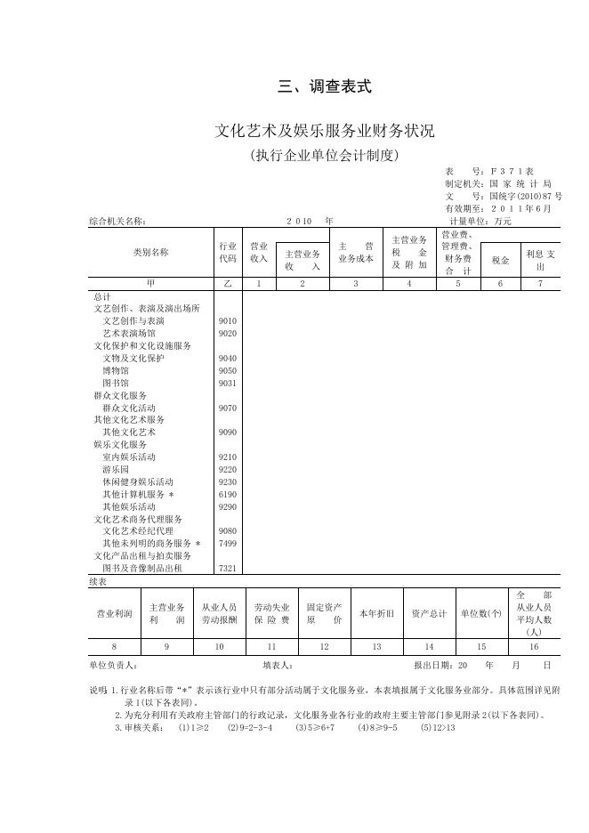 文化服务业财务综合统计报表制度.doc