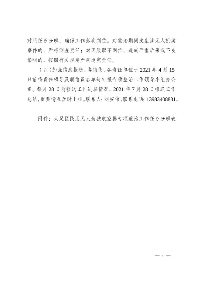 大足府办发〔2021〕43号重庆市大足区人民政府办公室关于印发大足区民用无人驾驶航空器专项整治工作方案的通知.doc