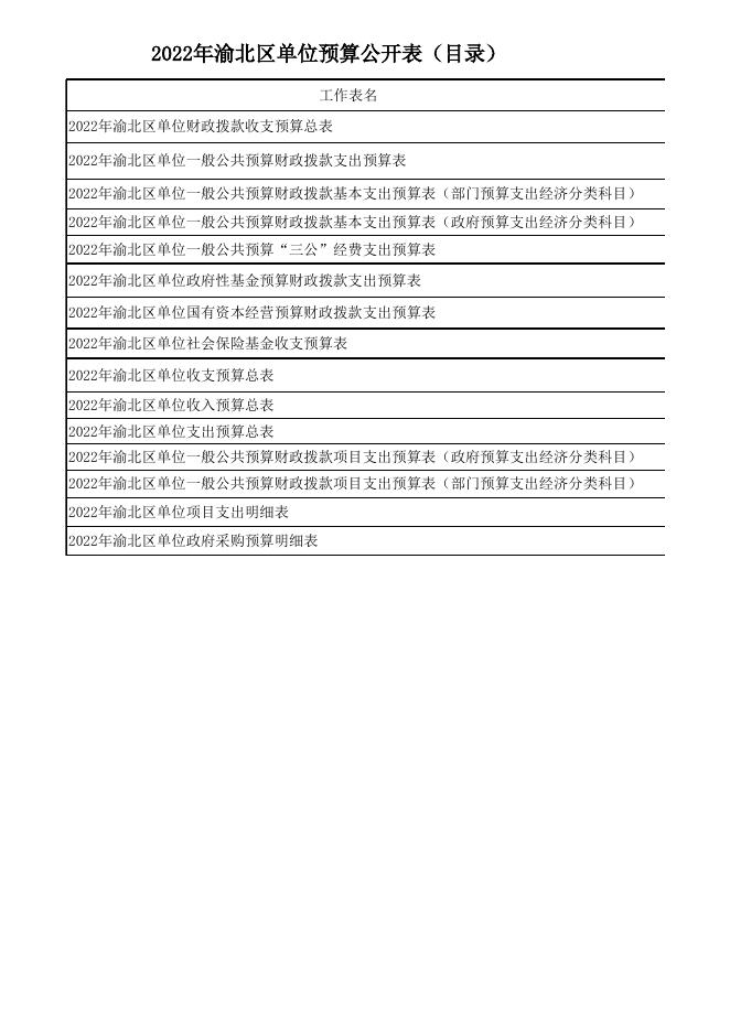 重庆市渝北区公共部门绩效管理信息中心2022年部门预算公开表.xlsx
