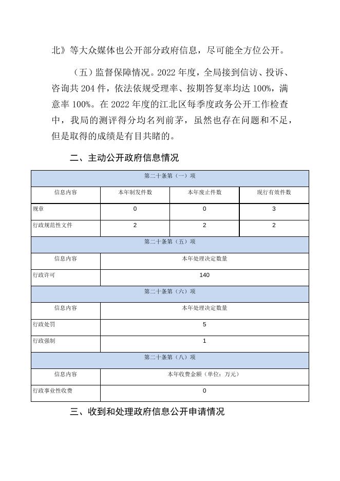 宁波市江北区文化广电旅游局2022年度政府信息公开工作年度报告.docx