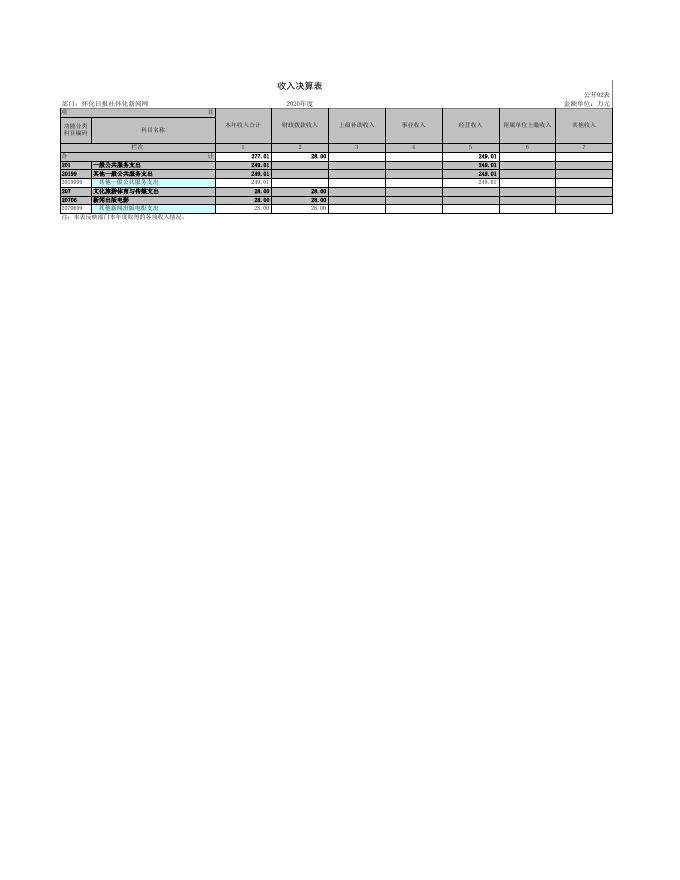怀化新闻网2020年度部门决算公开表.xls