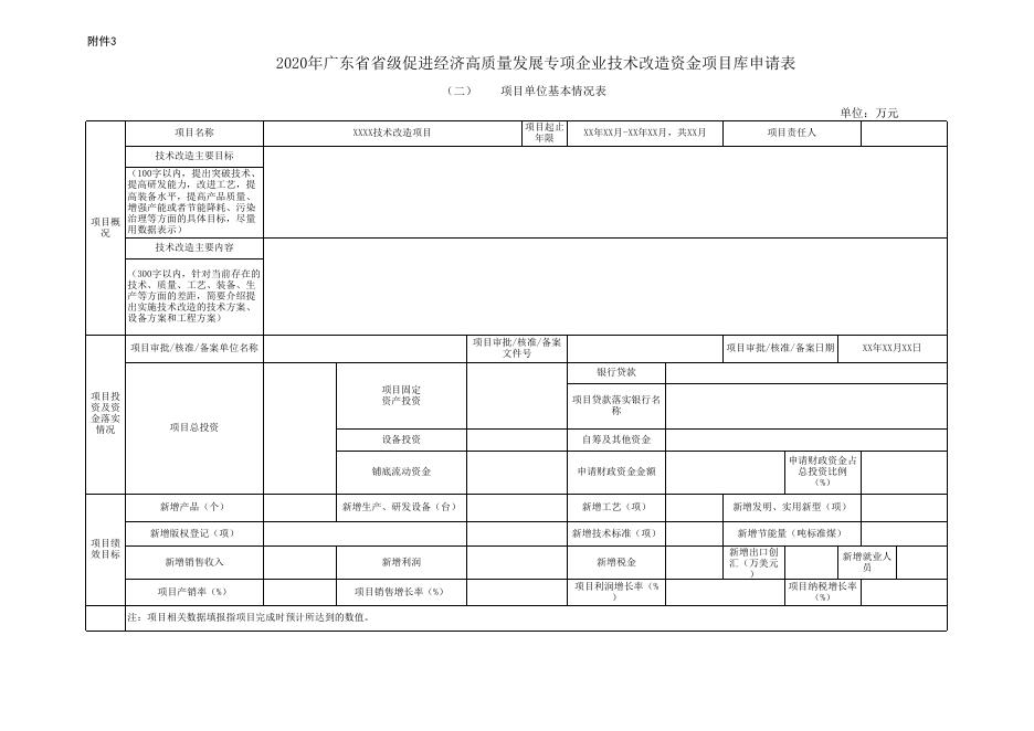附件3：2020年广东省省级促进经济高质量发展专项资金企业技术改造项目申请表.xls