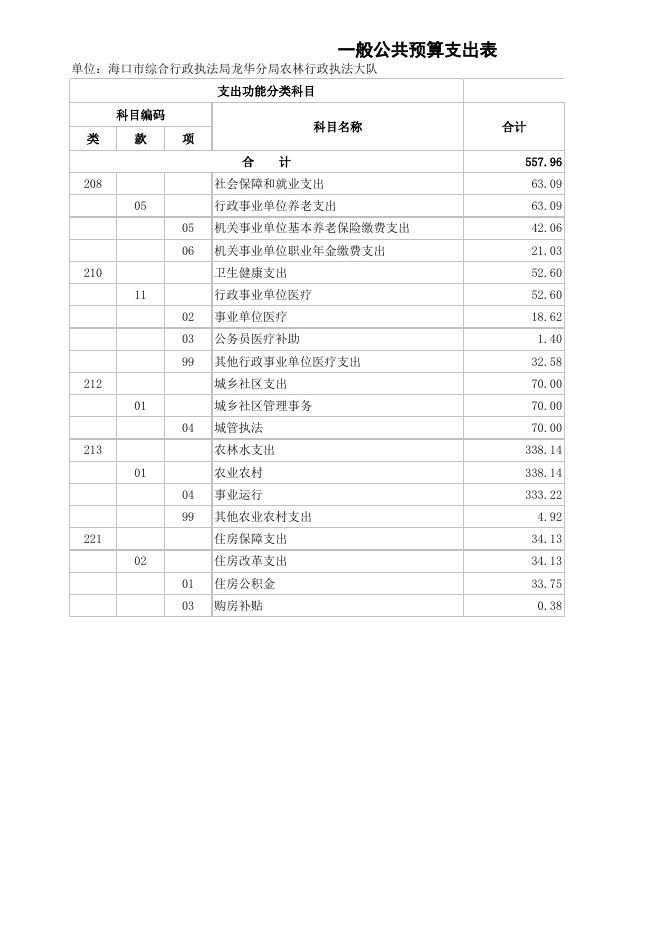 附件2-2023年海口市综合行政执法局龙华分局农林行政执法大队预算公开表.xlsx