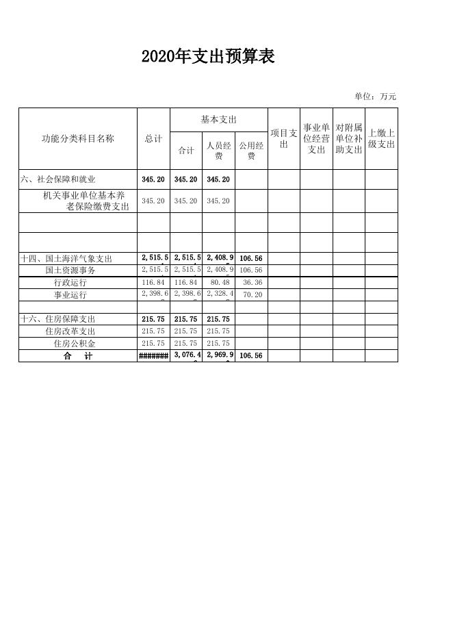 2020年农安县自然资源局预算公开表.xls