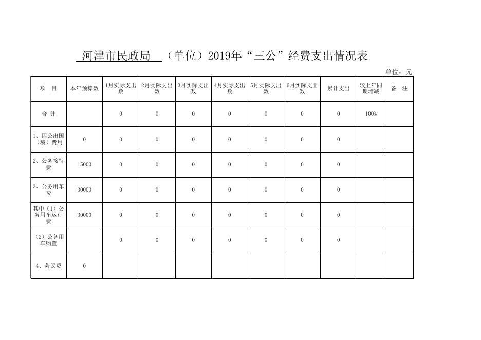 民政局2019年“三公”经费上半年报表.xls