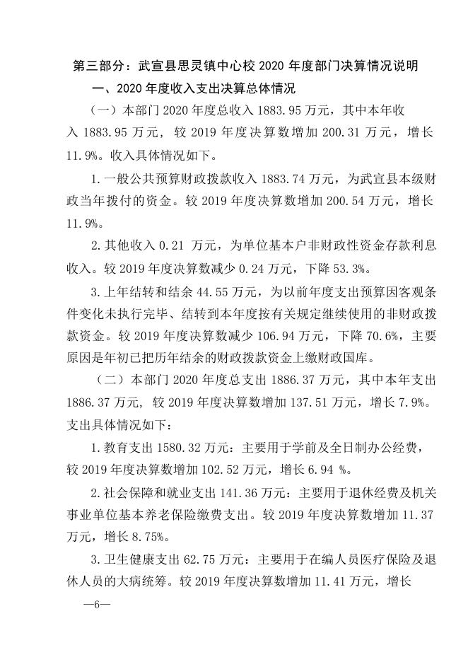 37、武宣县思灵镇中心校2020年度部门决算公开说明.docx