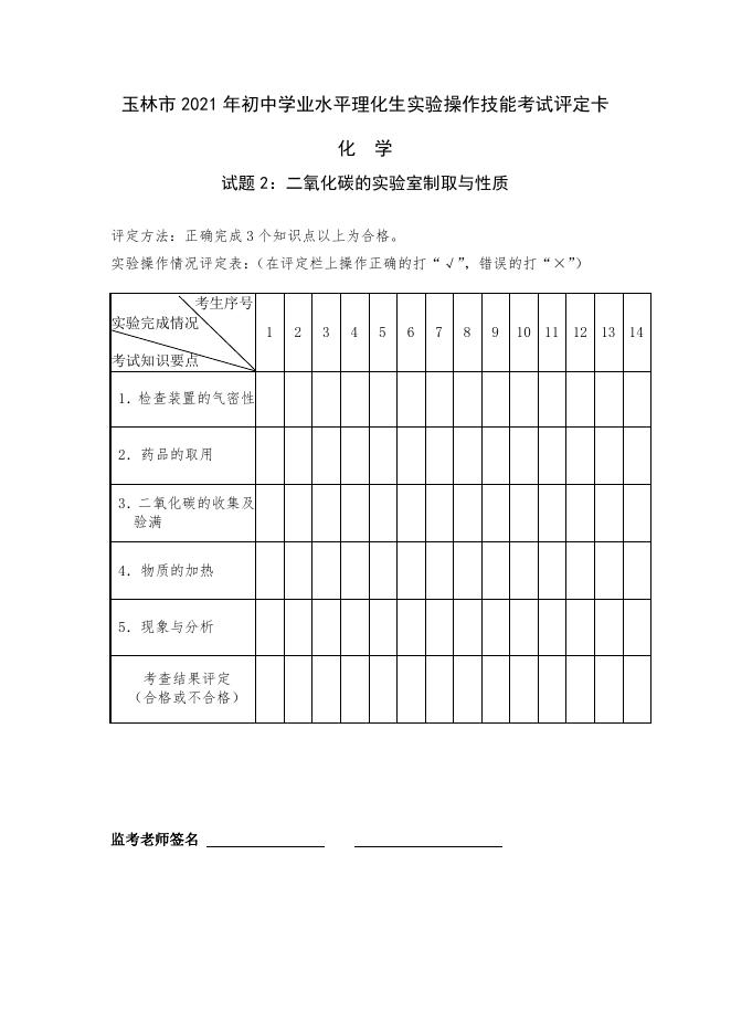 2021年玉林市初中学业水平理化生实验操作技能考试（化学）.pdf
