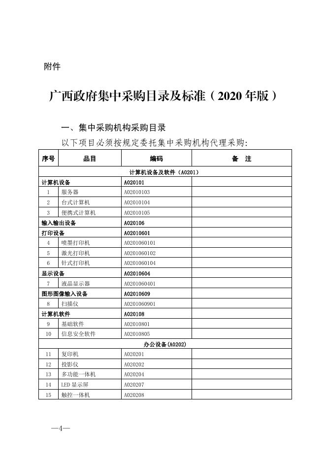 广西壮族自治区财政厅关于公布广西政府集中采购目录及标准（2020年版）的通知.pdf