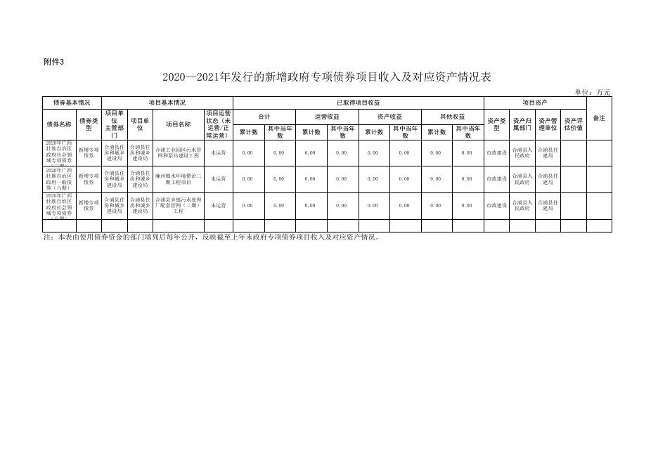 合浦县住房和城乡建设局2020-2021年新增政府债券情况表.xls