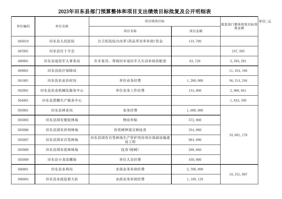 附件2：2023年田东县预算绩效目标汇总表.xlsx