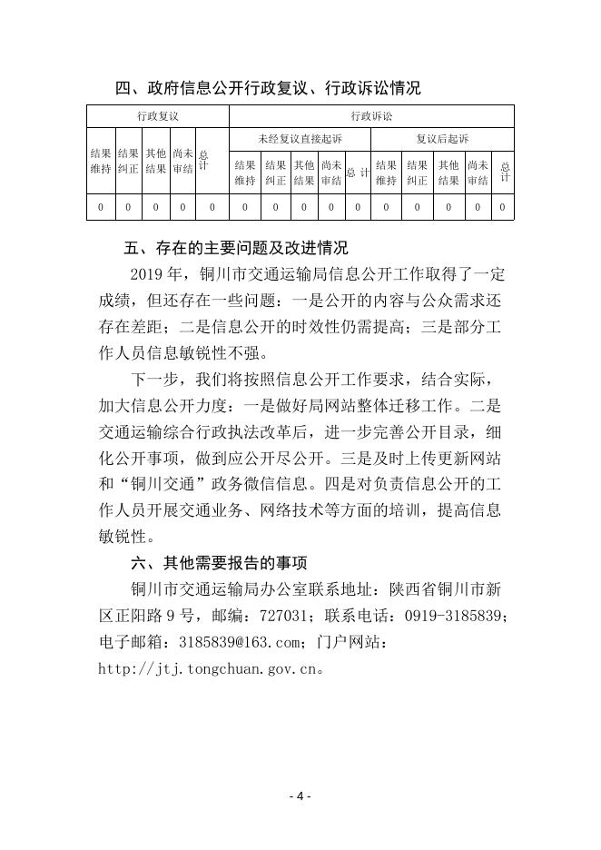 铜川市交通运输局2019年政府信息公开工作年度报告.doc