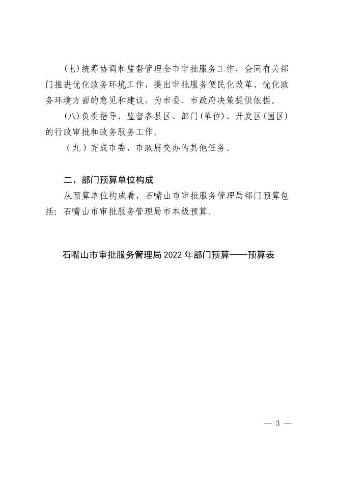石嘴山市审批服务管理局2022年预算信息公开.pdf