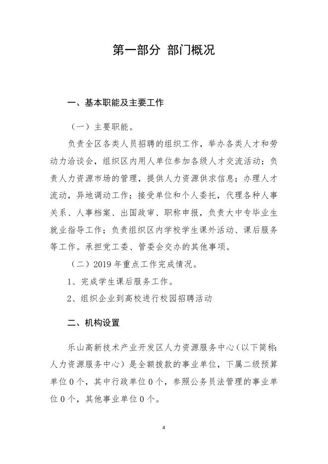 附件1：2019年乐山高新区人力资源服务中心决算编制说明.docx